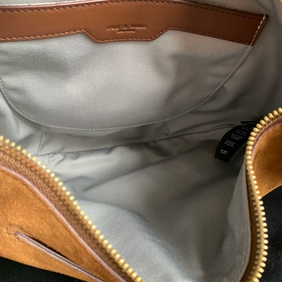 rag & bone Brown Suede Crescent Hobo with Dark Brown Leather Strap - Picture 8 of 9